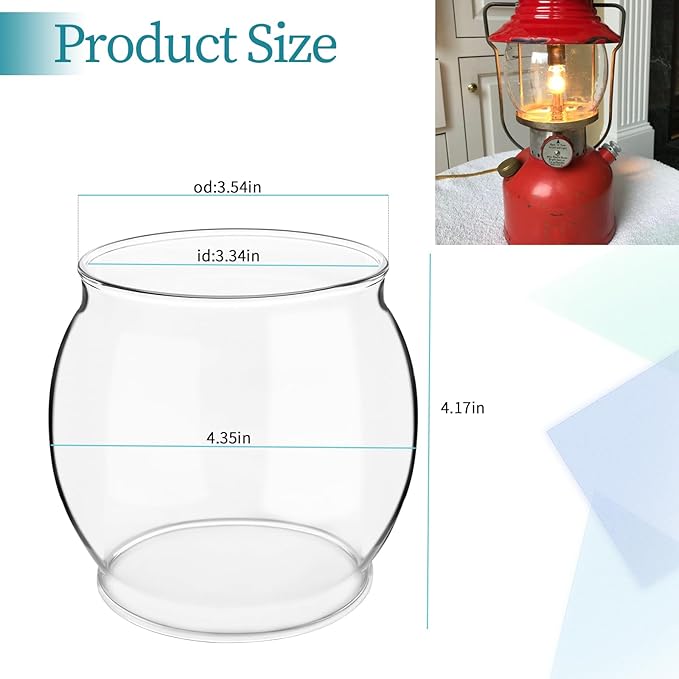 Lantern Glass Globe Replacement, Compatible with Coleman 200A/B &R690B051,Fits Kamplite, JC