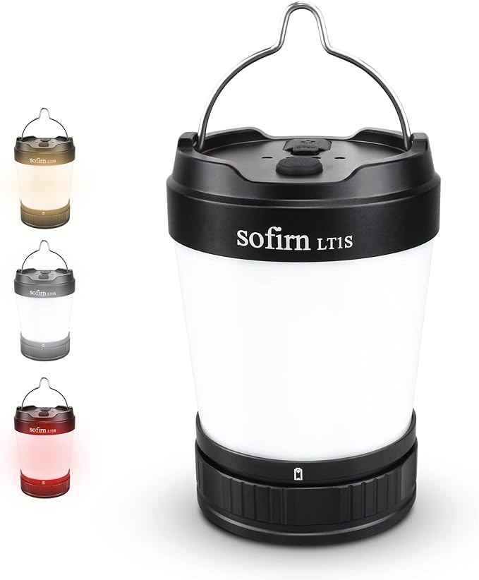 Sofirn LT1S LED Camping Lantern, Rechargeable Lantern with Dimmable 2700K - 6500K Light, red Light