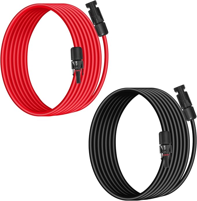 10AWG (6mm²) Solar Panel Extension Cable 6FT - Black & Red, Heavy Duty, Weather Resistant, Standard