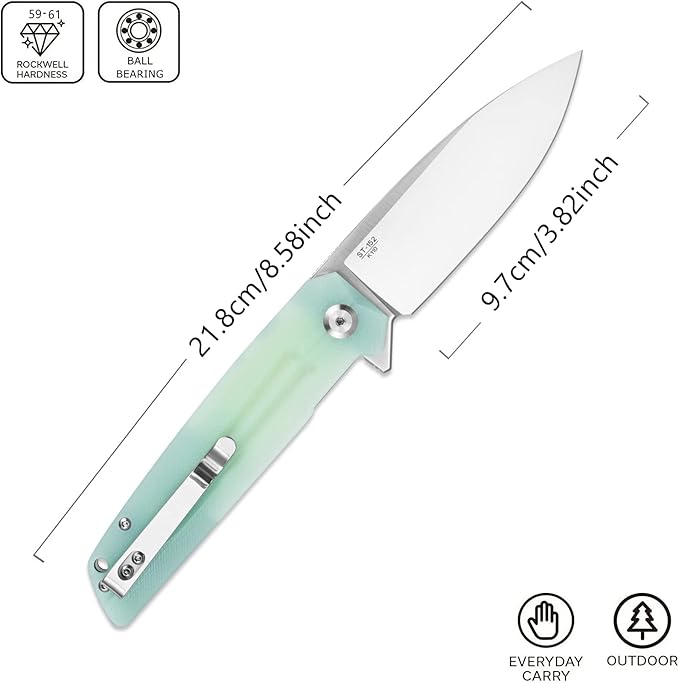 Sitivien ST152 Folding Knife,K110(D2) Steel Blade with G10 Handle EDC Tool Knife for Outdoor