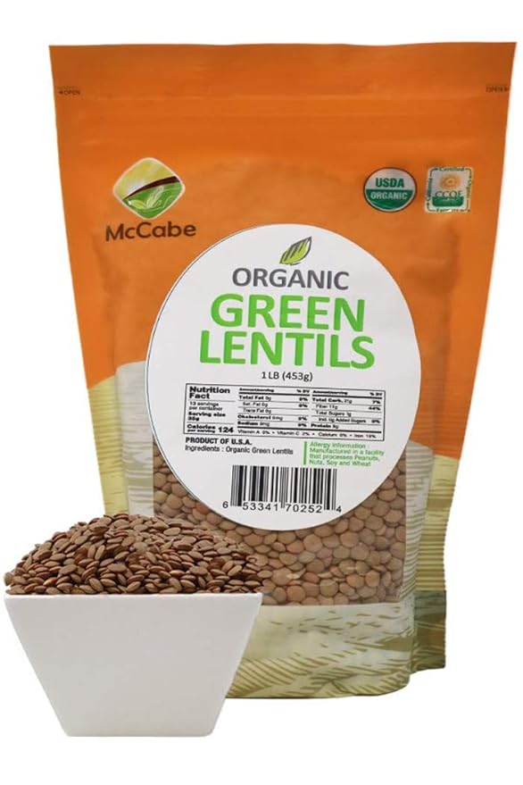 McCabe Organic Green Lentils - Green Lentils Organic | Rich with Fiber & Minerals | USDA and CCOF