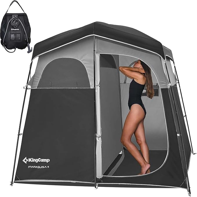 KingCamp Shower Tent, Portable Privacy Tent Outdoor Camping 1/2 Room Toilet Tents with Shower Bag &