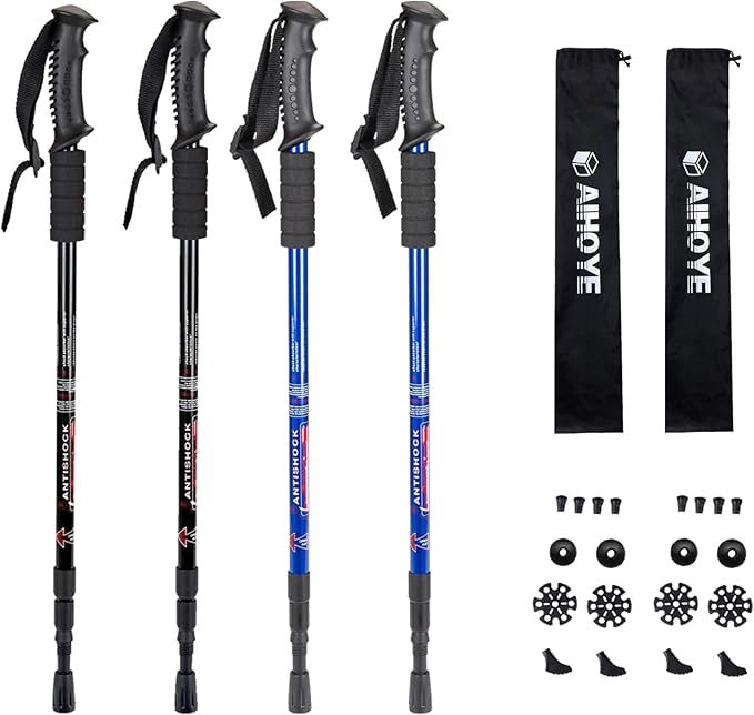 Aihoye Hiking Trekking Poles, 2 Pack Collapsible, Lightweight, Anti Shock, Walking Sticks