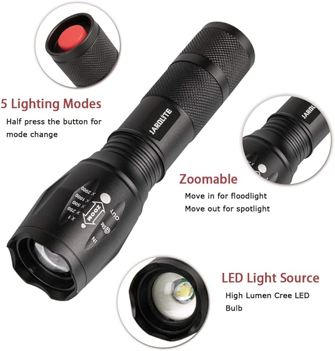 8 Pack LED Emergency Handheld Flashlight, Adjustable Focus, Water Resistant with 5 Modes, Best