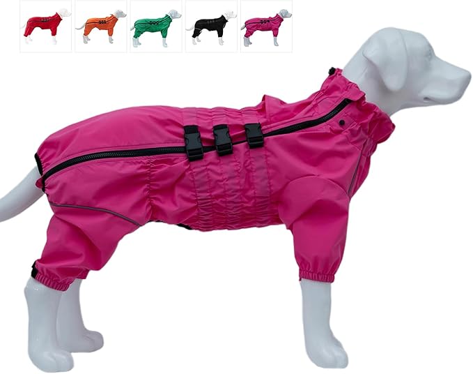 Dogs Waterproof Jacket, Lightweight Waterproof Jacket Reflective Safety Dog Raincoat Windproof