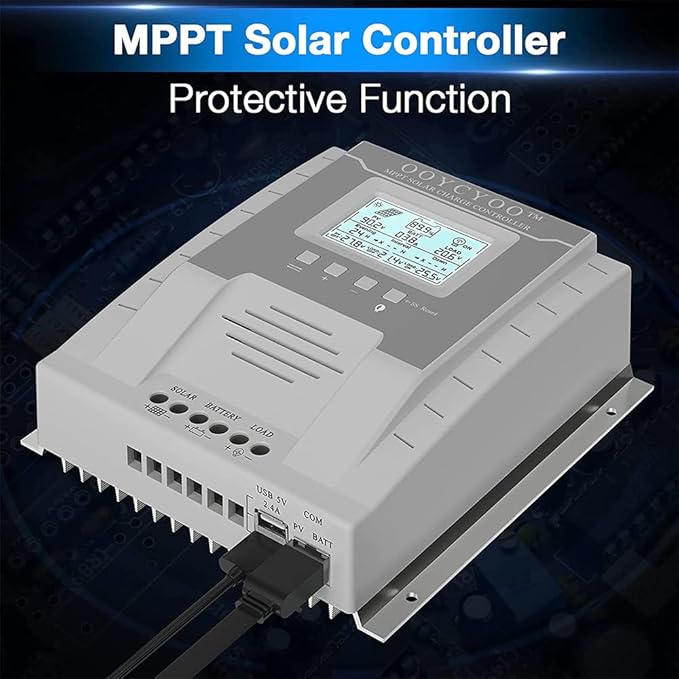 MPPT Charge Controller 60 amp 12V/24V Auto, 60A Solar Panel Charge Regulator with Blacklight LCD