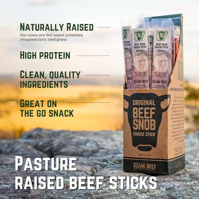 Beef Snob Snack Sticks - Original Flavor – High Protein, Sugar-Free, Keto & Gluten-Free Beef Jerky