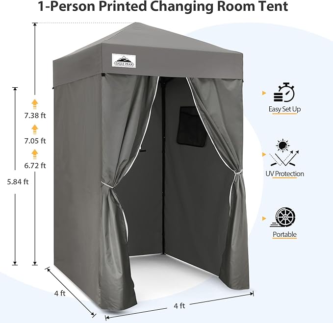 EAGLE PEAK Flex Ultra Compact 4x4 Pop-up Canopy, Sun Shelter, Changing Room, Portable Privacy