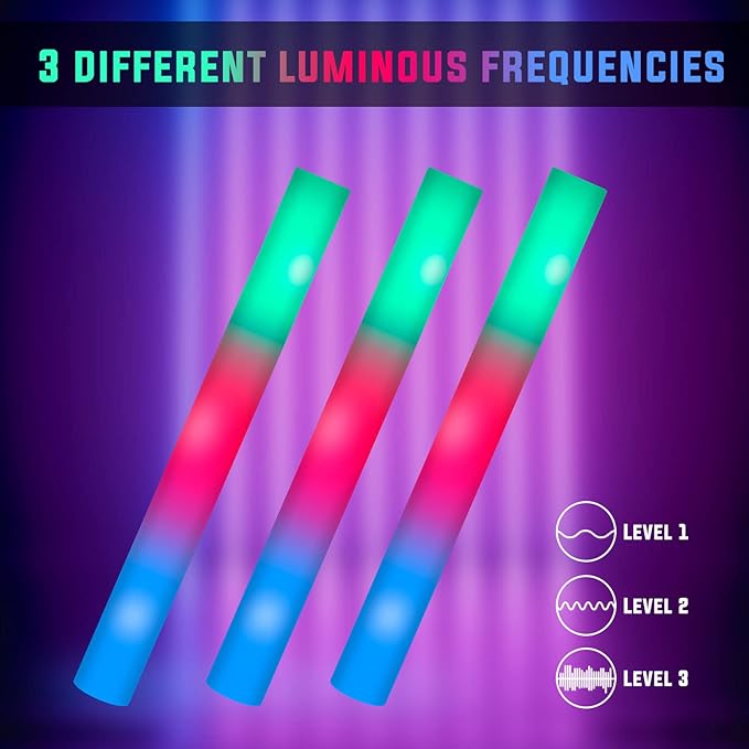 174 Pack LED Foam Glow Sticks, Glow Stick Bulk Party Pack with 3 Modes Colorful Flashing, Glow in