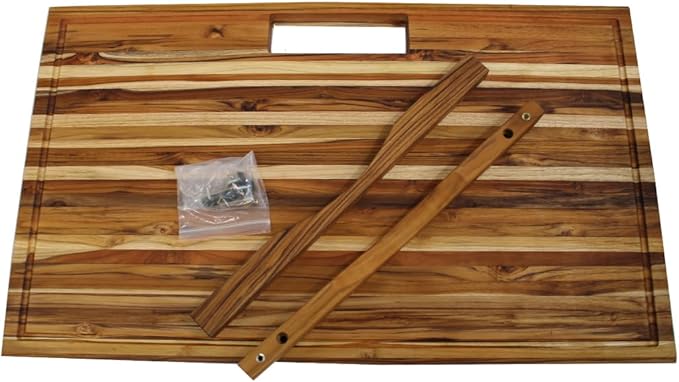 EcoDecors, Teak Edge Grain Cutting Board 34"x20", Extra Large Solid FSC Teakwood Butcher Block with