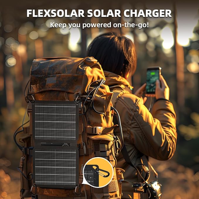 FlexSolar 10W Portable Solar Chargers 5V USB Small Power Emergency ETFE Panels Foldable IP67