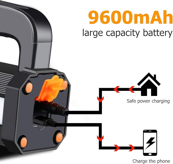 Super Bright LED Spotlight Rechargeable Flashlight 10000 Lumen Handheld Spotlight 10000mAh Long