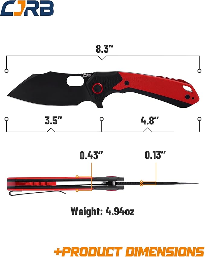 CJRB Folding Pocket Knife Caldera (J1923) AR-RPM9 Powder Steel Red G10 Handle for Men EDC Camping