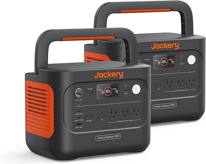 Jackery Explorer 1000 v2 Portable Power Station*2,1070Wh LiFePO4 Battery,1500W AC/100W USB-C