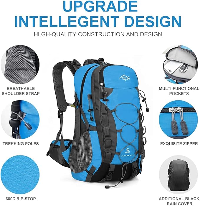 INOXTO lightweight Hiking Backpack 35L/40L Hiking Daypack with Waterproof Rain Cover for Travel