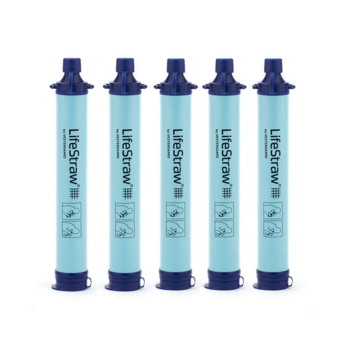 LifeStraw Personal Water Filter for Hiking, Camping, Travel, and Emergency Preparedness, 5 Pack