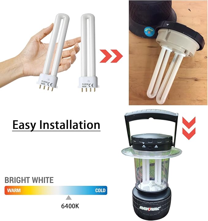 FLS/E9W 6400K 2G7 Base Camping Lantern Bulb, Replacement for Rayovac F9w-1, Kandolite 96500