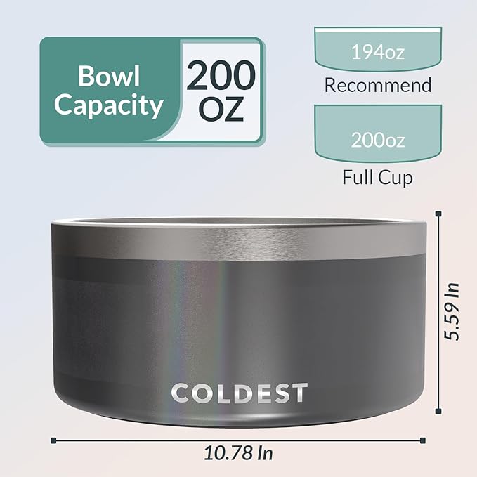 Coldest Dog Bowl - Anti Rust Metal, Non Slip, 3 Layers Insulated Stainless Steel Dog Bowls - Spill