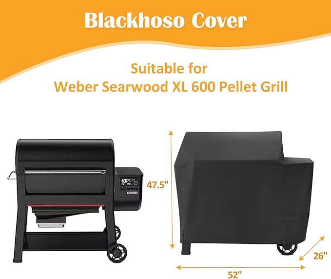 Grill Cover for Weber Searwood XL 600 Pellet Grill, 600D Heavy Duty Waterproof 3400146 Weber