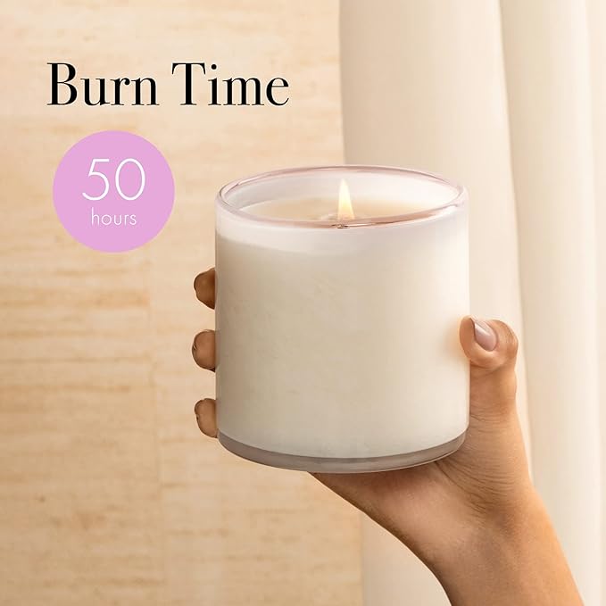 LAFCO New York Classic Candle, Blush Rose - 6.5 oz - 50-Hour Burn Time - Reusable, Hand Blown Glass