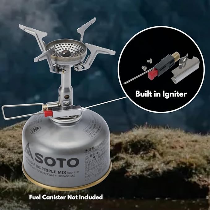 SOTO Amicus Stove with or without Igniter Camping Stove - Superior Under Windy Conditions, Shock