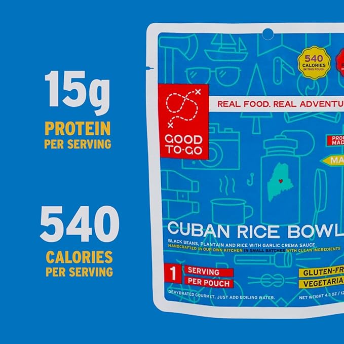 GOOD TO-GO Cuban Rice Bowl (6-Pack of Single Servings) | Camping & Backpacking Food | Just Add