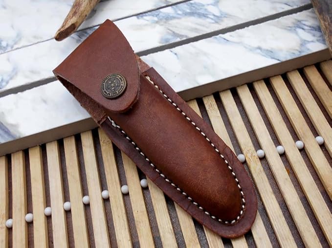 Laguiole Folding Damascus Steel Knife, 8.5" Long with 4" Hand Forged Twist patren Blade. Rose Wood