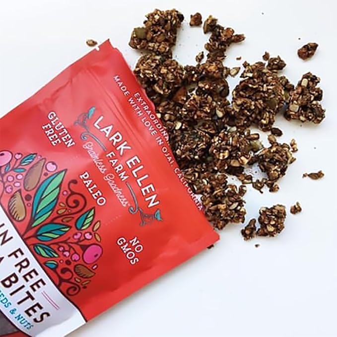 Lark Ellen Farm Cacao Cherry Grain-Free Granola Clusters, Organic Vegan Nut and Seed Mix