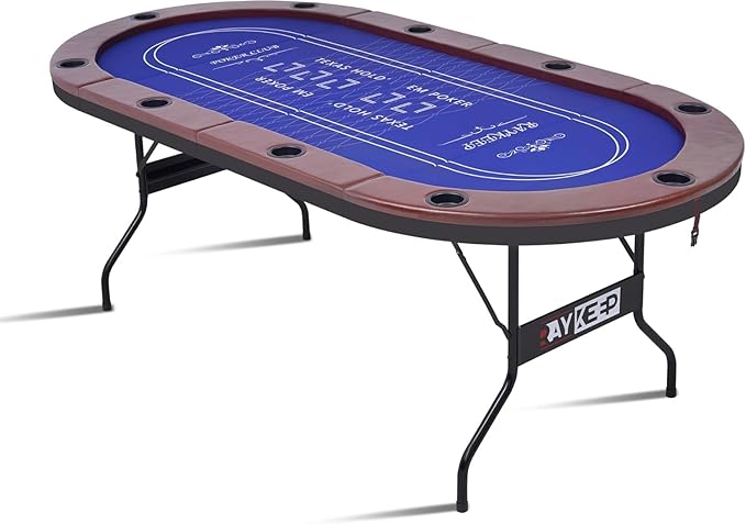 Foldable Poker Table for 10 Players, 84" Folding Blackjack Texas Holdem Table, Portable Casino