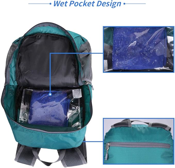 WATERFLY Lightweight Packable Hiking Backpack: 30L Foldable Travel Daypack Ultralight Camping Day