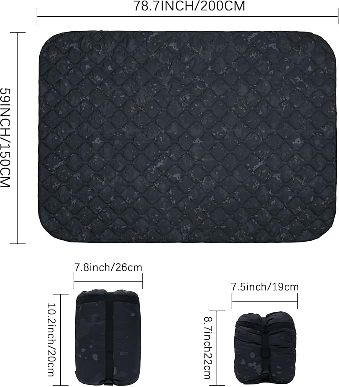 Poncho Liner Military Outdoor Camping Blanket for Travel, Beach, Grass, Picnic, Car Emergency