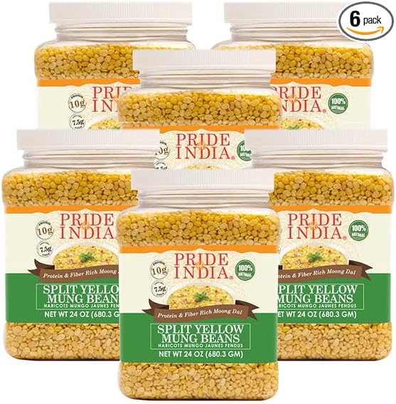 Pride Of India - PACK of 6 - Indian Split Yellow Mung Lentils - Protein & Fiber Rich Moong Dal, 1.5