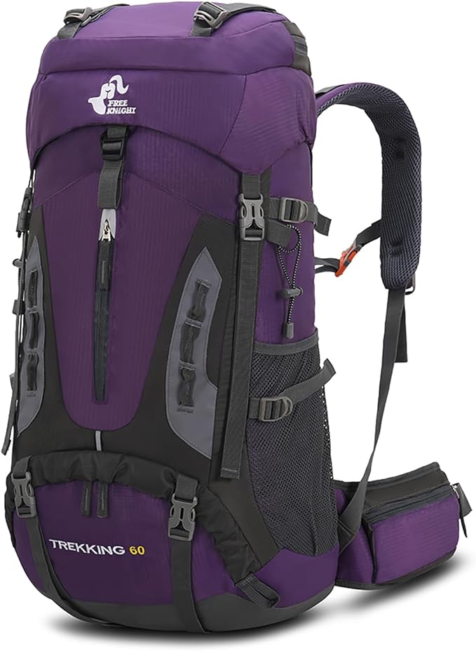 Bseash 60L Hiking Camping Backpack with Rain Cover, Waterproof Large Capacity Outdoor Sport Travel
