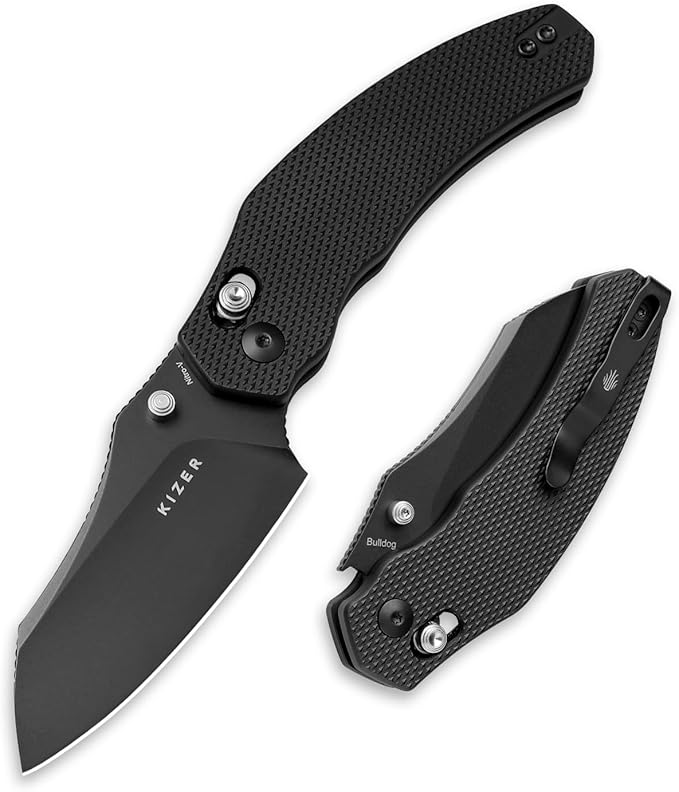 Kizer Bulldog Pocket Knife, 3 In Nitro V Steel Blade Folding Knife Aluminium Handle Camping Hunting
