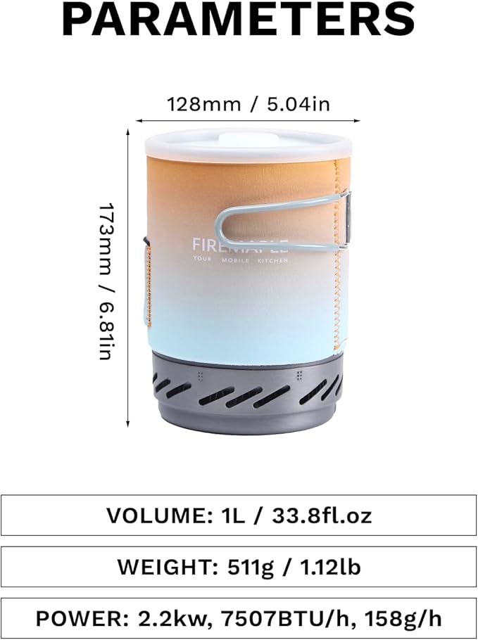 Fire-Maple "Fixed Star 1" Personal Cooking System | Pot/Jet Burner Stove System with Electric