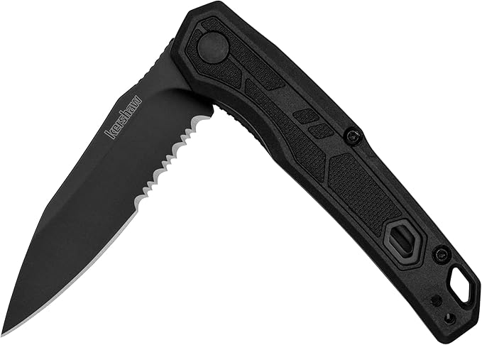 Kershaw Appa Folding Serrated Tactical Pocket Knife, Assisted Opening, 2.75 inch Serrated Black