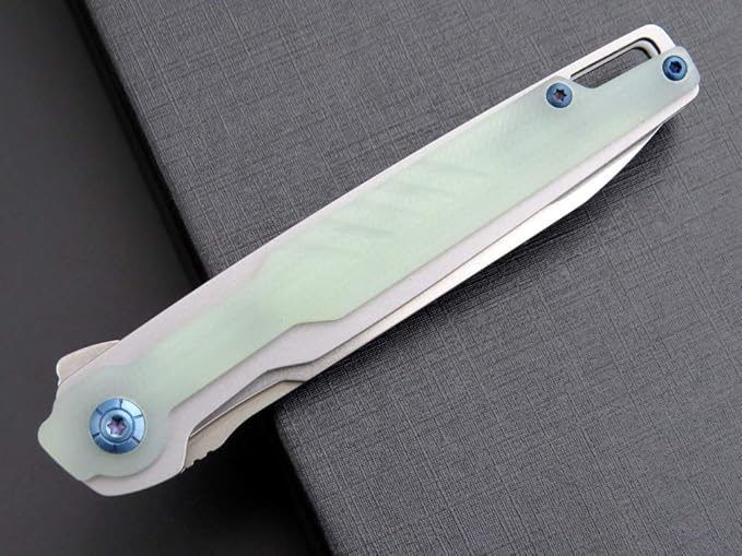 Eafengrow EF942 EDC Folding Knife, D2 Steel Blade Titanium Plating & G10 Handle,Pocket Clip with