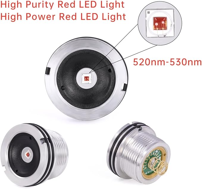 Stepless Dimming Red Light Flashlight, 620nm-630nm High Purity, Adjustable Brightness and Focus for