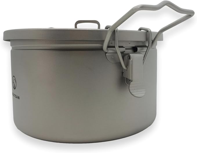Valtcan 2000ml Titanium Rice Cooker Pot Home and Camping Backpacking Bento Lunch Box with locking