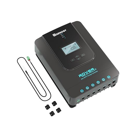 Renogy Rover 20A 12V/24V Auto DC Input MPPT Solar Charge Controller Parameter Adjustable LCD