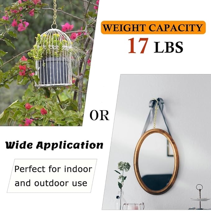 236 Inch Gold Hanging Baskets Chains - Adjustable Length, Brass Decorative Metal Chain with A Great