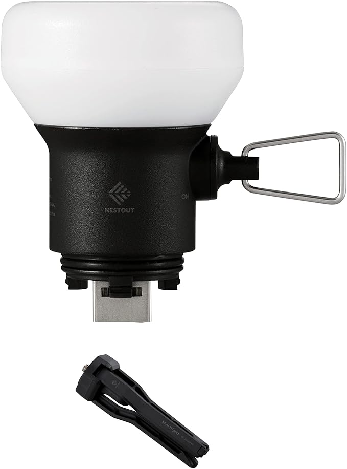 NESTOUT Rugged Outdoor Camping LED Lantern w/ Mini Tripod, Dimmable USB Powered Soft LED Light