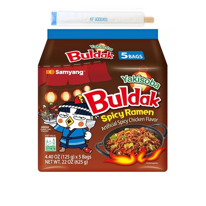 KF GOODIES Korean Ramen Variety Pack Gift Box (5 Count) – Spicy Buldak Noodle Assortment for
