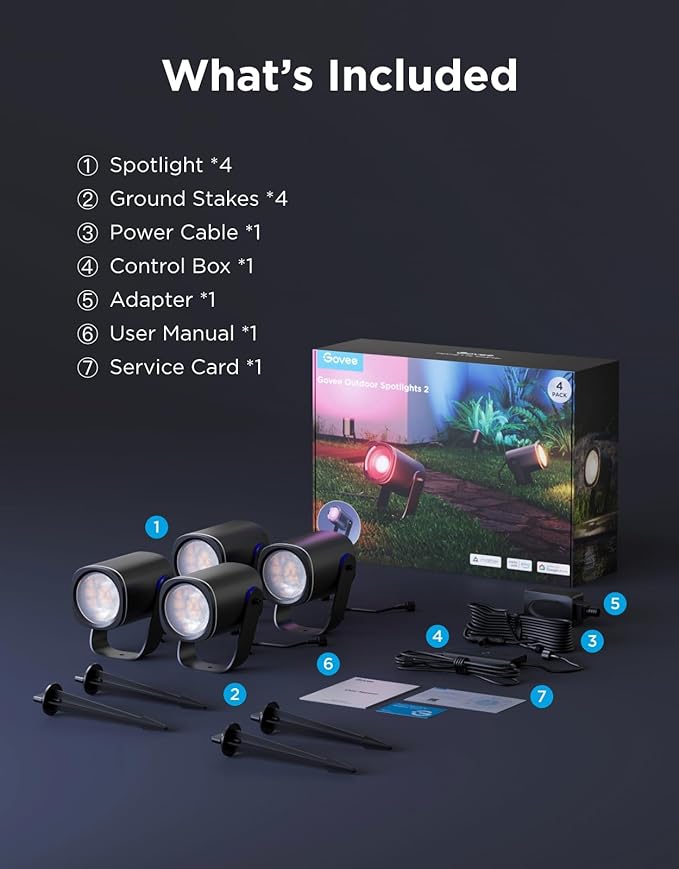 Govee Outdoor Spot Lights 2, IP67 Waterproof Spotlights, Landscape Lights Work with Matter, Alexa