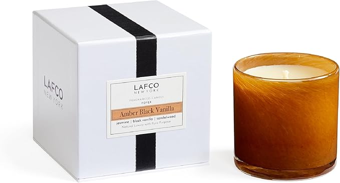 LAFCO New York Classic Candle, Amber Black Vanilla - 6.5 oz - 50-Hour Burn Time - Reusable, Hand