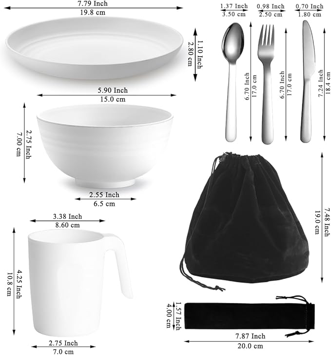 Camping Utensils, Reanea Camping Mess Kit for Travel, Camping, Picnic, Outdoor, Camping Gear