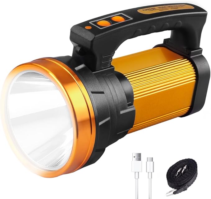 1800LM Rechargeable Spotlight 13600mAh Spotlight Flashlight 80H Long Lasting IP67 Waterproof 3