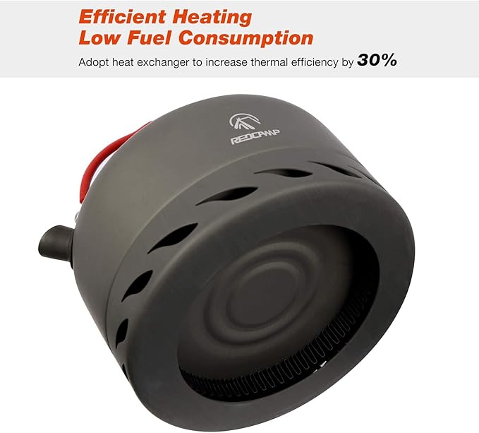 REDCAMP 1.4L Outdoor Camping Kettle with Heat Exchanger, Aluminum Camp Tea Kettle with Carrying