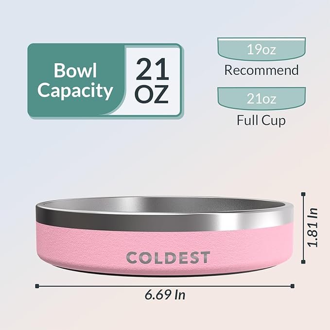 Coldest Dog Bowl - Anti Rust Metal, Non Slip, 3 Layers Insulated Stainless Steel Dog Bowls - Spill
