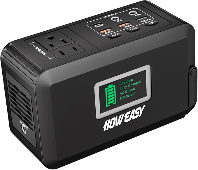 HOWEASY Portable Power Station, 24000mAh Camping Solar Generator, Portable Power Bank with 2 110V/